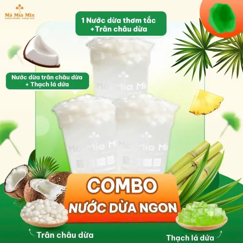 Hình ảnh Nước Dừa Trân Châu Dừa Thạch Lá Dứa L