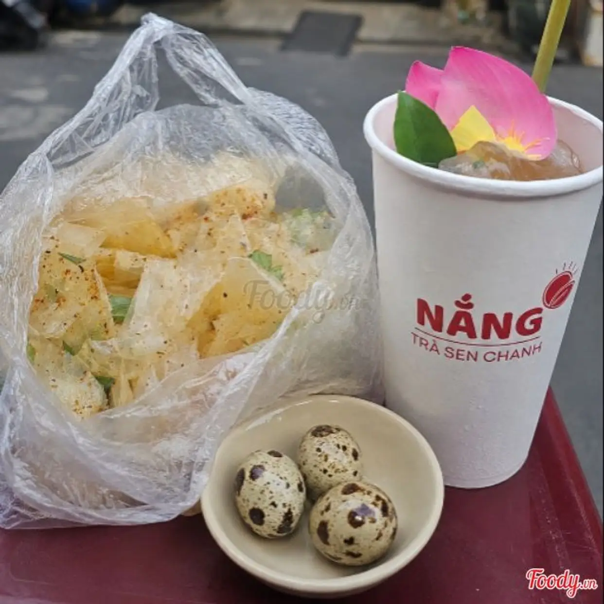 Hình ảnh Combo trà sen & bánh tráng tuổi thơ