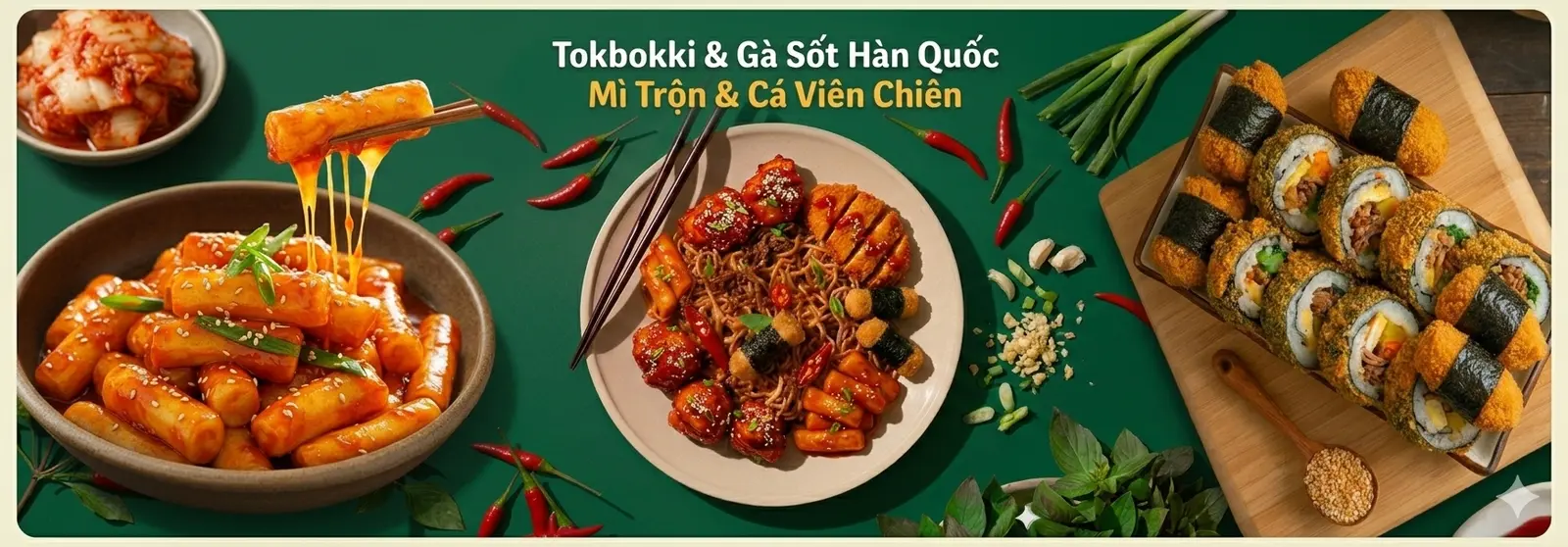 Ảnh bìa Tokbokki & Gà Sốt Hàn Quốc - Mì Trộn & Cá Viên Chiên - Đường 1A