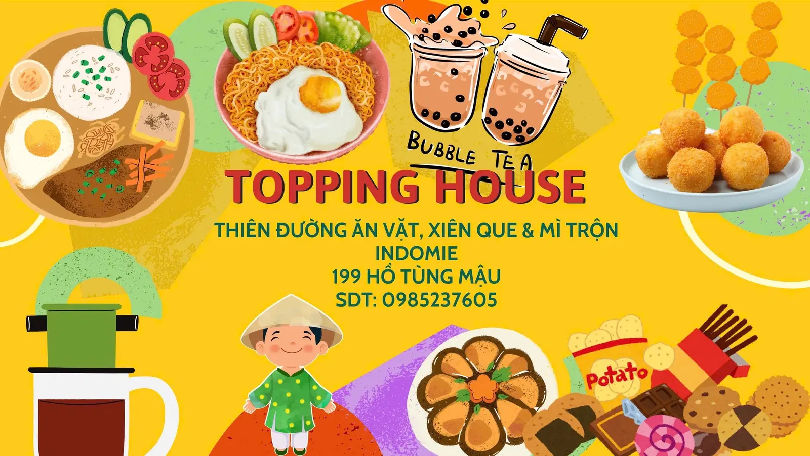 Ảnh bìa Topping House - Thiên Đường Ăn Vặt Xiên Que & Mì Trộn Indomie - Hồ Tùng Mậu