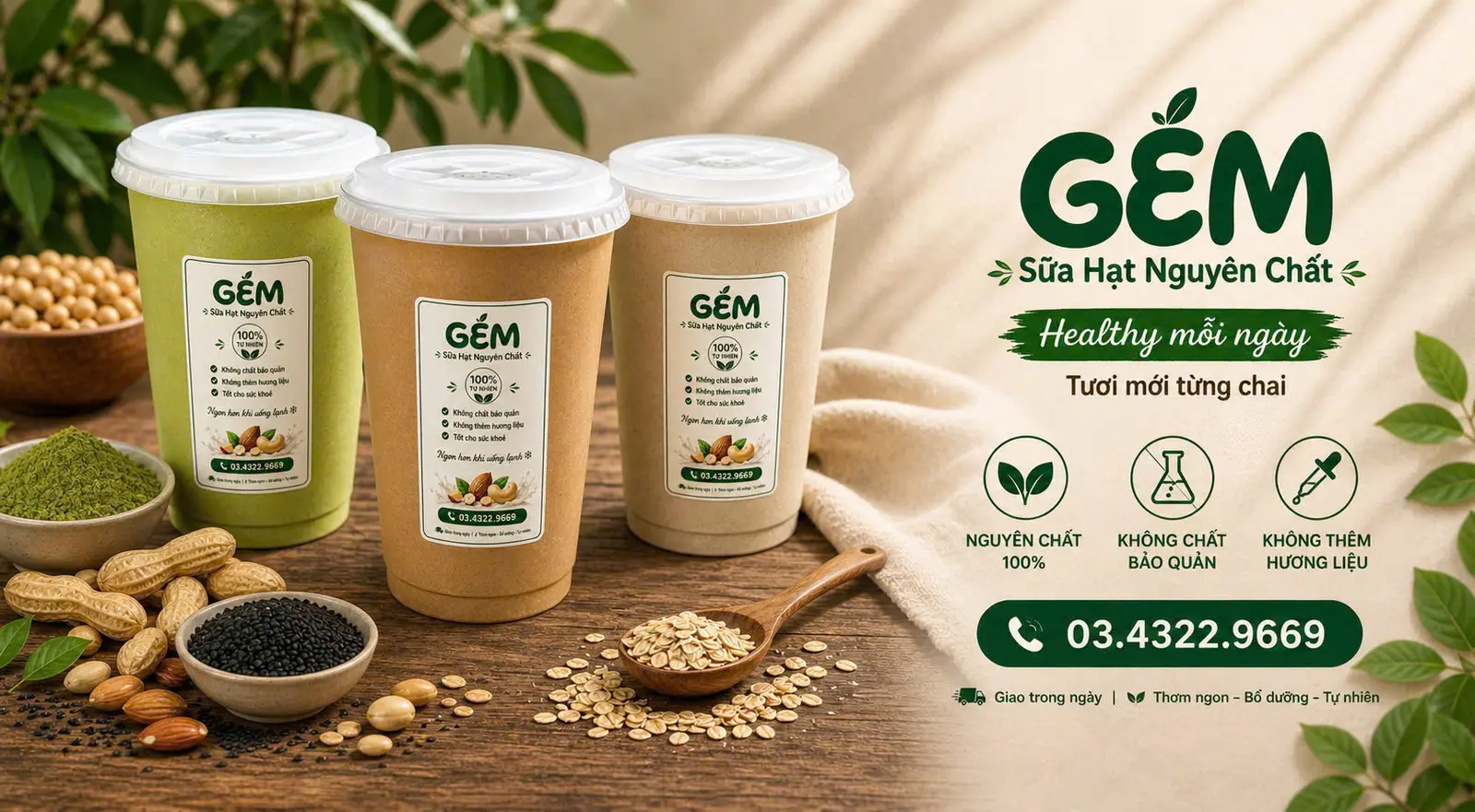 Ảnh bìa GÉM - Sữa Hạt Nguyên Chất, Smoothie & Trái Cây Tươi - Ngõ Trại Cá