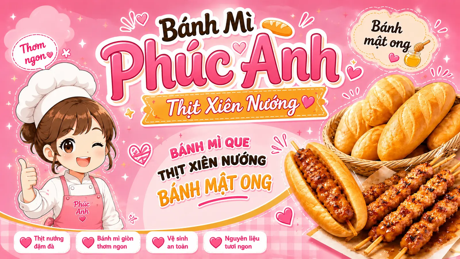 Ảnh bìa Bánh Mì Phúc Anh - Bánh Mì Pate & Thịt Xiên Nướng - Trung Văn