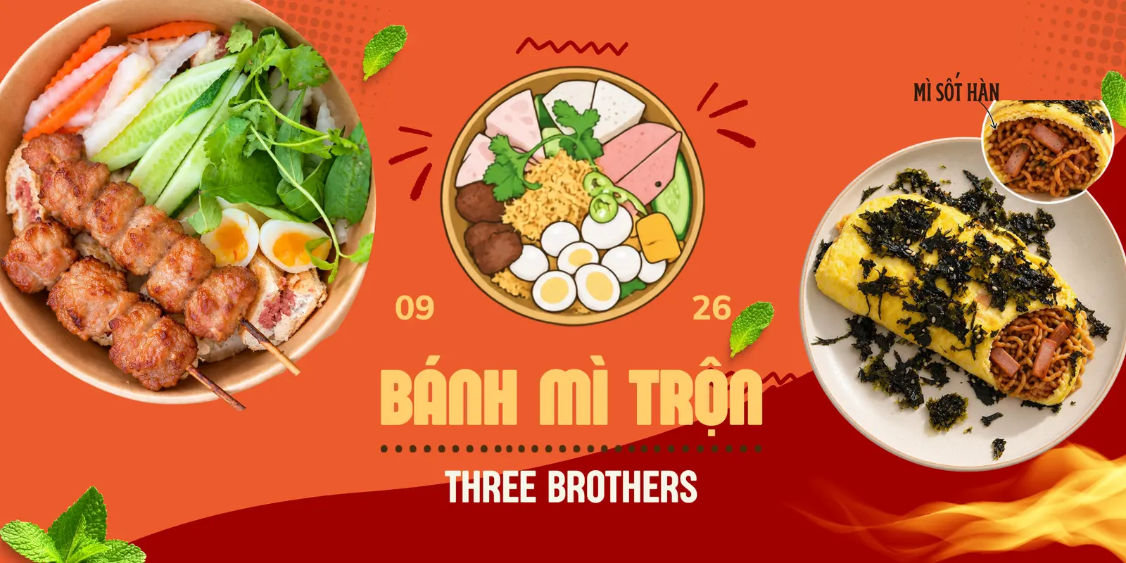 Ảnh bìa Three Brothers - Bánh Mì Trộn, Mì Trộn Sốt Hàn Cuộn Trứng và Sandwich Phô Mai - Cách Mạng Tháng 8