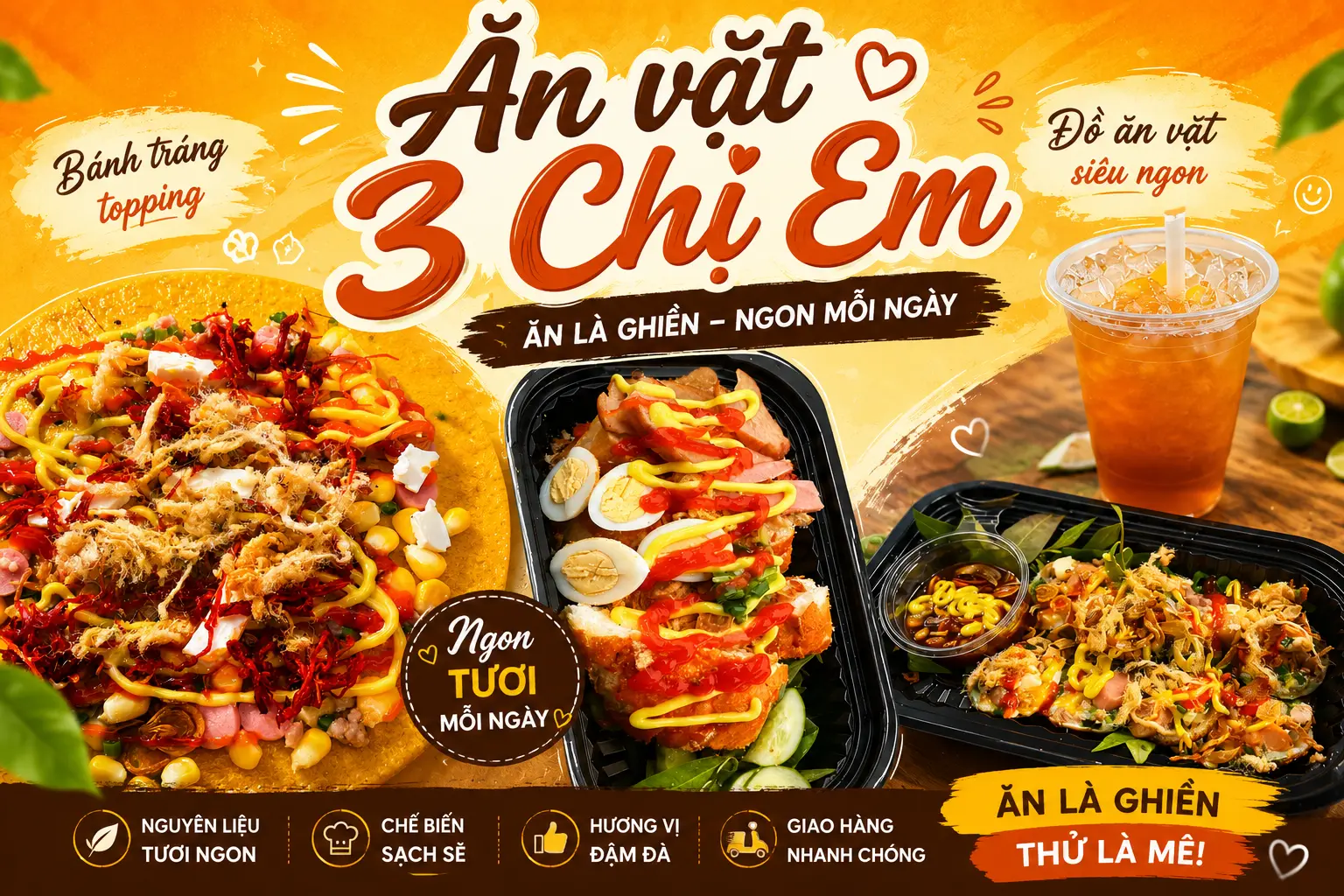 Ảnh bìa Ăn Vặt 3 Chị Em - Bánh Mì Nướng, Bánh Tráng Nướng & Trứng Cút Nướng - Quốc Lộ 1A