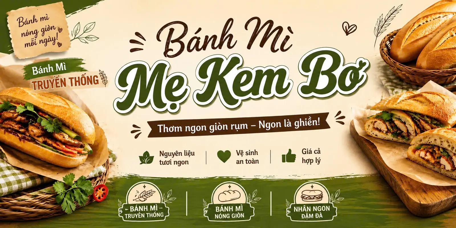 Ảnh bìa Bánh Mì Mẹ Kem Bơ - Bánh Mì Truyền Thống - Cầu Diễn