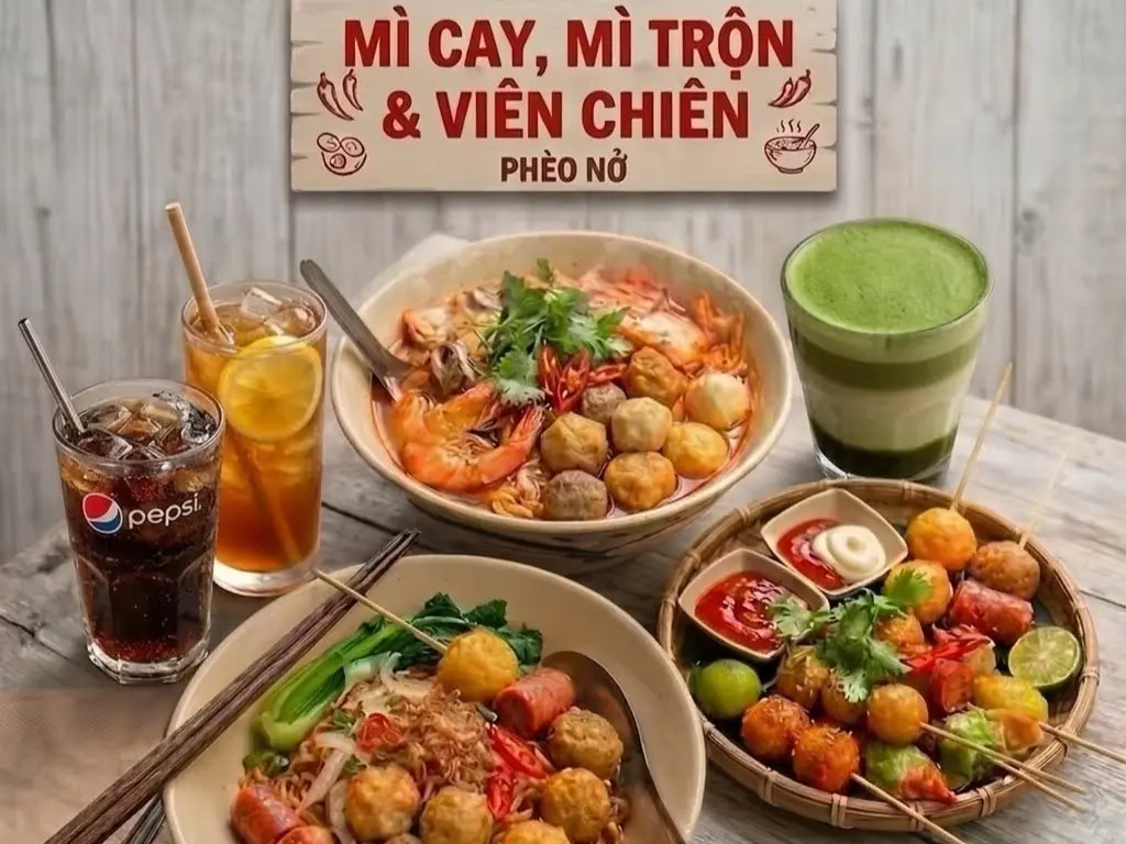 Ảnh bìa Mì Cay, Mì Trộn & Viên Chiên Phèo Nở - Bát Khối